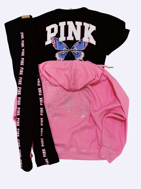 PINK Victoria's Secret Tops - NEW VICTORIAS SECRET PINK BLING FULL ZIP HOODIE & LEGGINGS 2PC SET M~XL